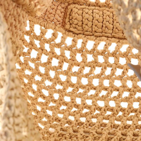 Prada Triangle Logo Open Tote Raffia Neutral - Picture 6 of 7